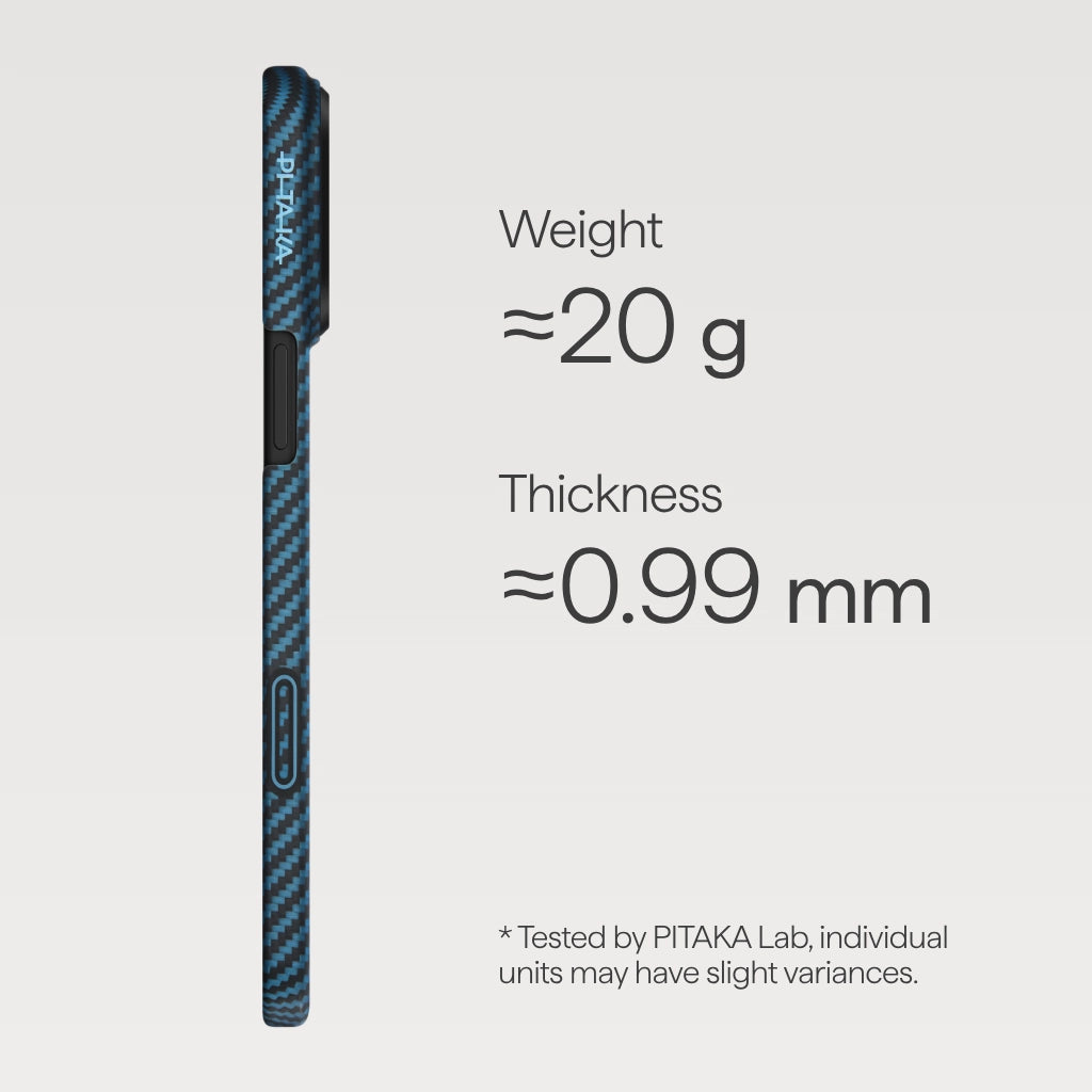 iPhone 17 Edge Case 1500D Black/Blue (Twill) (PitaTap™)