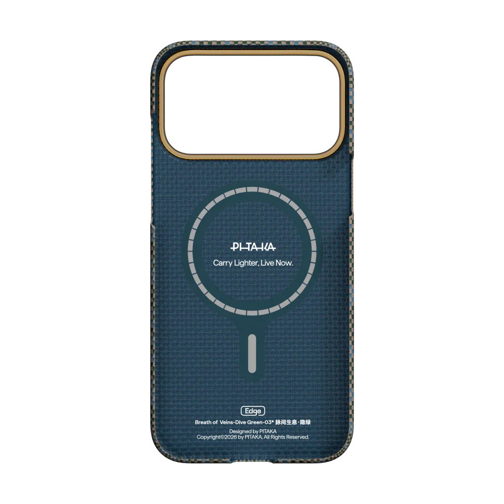 Чехол PITAKA Breath of Veins – Dive Green для iPhone 17 Pro / iPhone 17 Pro Max