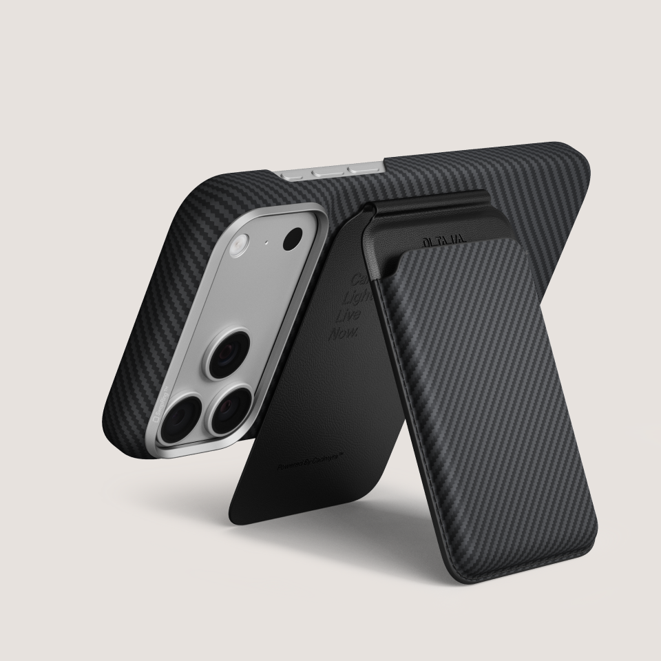 Magnetic Stand Woven Wallet 600D Black/Grey (Twill)